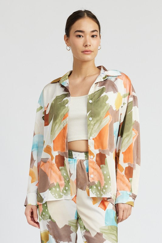 OVERSIZED BUTTON UP PRINTED SHIRT - SELFTRITSS