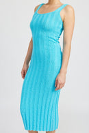 SCOOP NECK RIBBED MIDI DRESS - SELFTRITSS