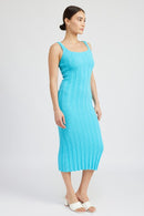 SCOOP NECK RIBBED MIDI DRESS - SELFTRITSS