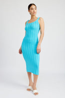 SCOOP NECK RIBBED MIDI DRESS - SELFTRITSS