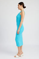 SCOOP NECK RIBBED MIDI DRESS - SELFTRITSS