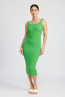 SCOOP NECK RIBBED MIDI DRESS - SELFTRITSS