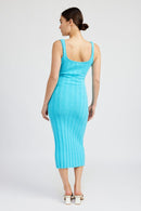 SCOOP NECK RIBBED MIDI DRESS - SELFTRITSS