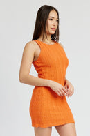ROUND NECK FITTED MINI DRESS - SELFTRITSS