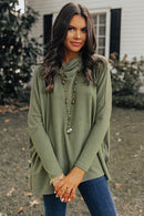 Jungle Green Cowl Neck Shift Tunic Top - SELFTRITSS   