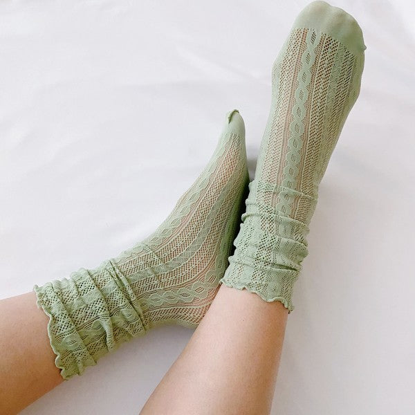 Slouch Crochet Lace Socks Set Of 2 - SELFTRITSS