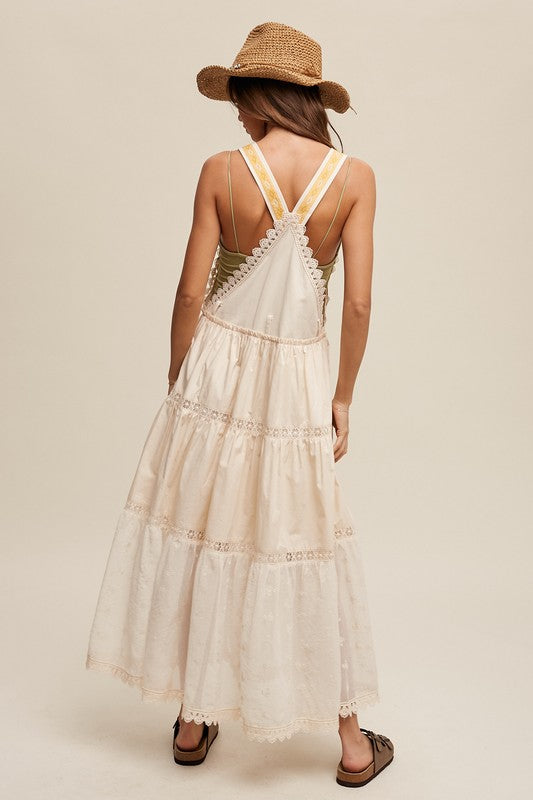 Laced and Tiered Romantic Overall Maxi Dress - SELFTRITSS   