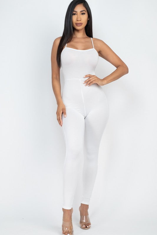 Criss-Cross Open Back Bodycon Jumpsuit - SELFTRITSS   