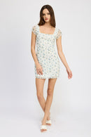 MINI FLORAL DRESS WITH BOW DETAIL - SELFTRITSS
