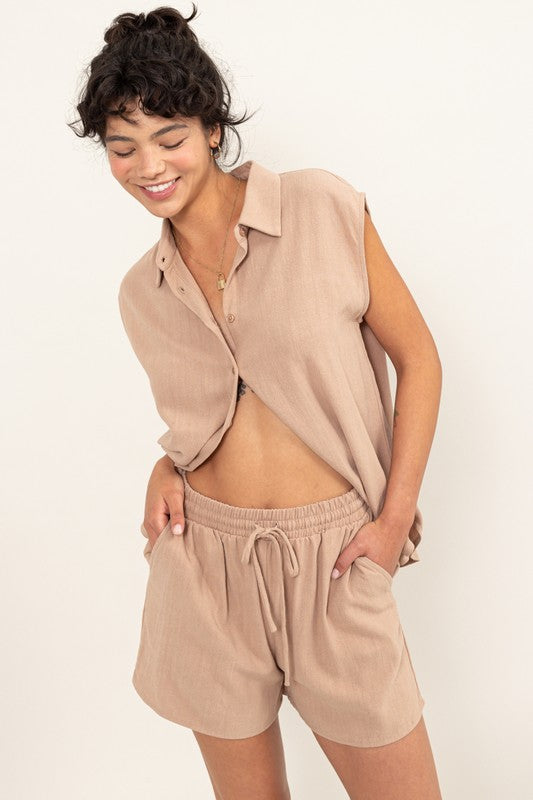 Linen Shirt and Shorts Set - SELFTRITSS   