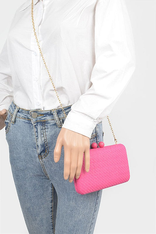 Faux Straw Iconic Box Clutch - SELFTRITSS   