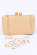 Faux Straw Iconic Box Clutch - SELFTRITSS   