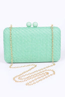 Faux Straw Iconic Box Clutch - SELFTRITSS   