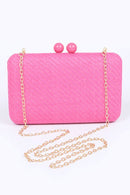 Faux Straw Iconic Box Clutch - SELFTRITSS   