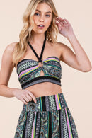 Halter Crop Top with Wide Leg Pants with Pockets - SELFTRITSS