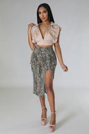 Cargo Midi Skirt in Woodland Camo - SELFTRITSS   