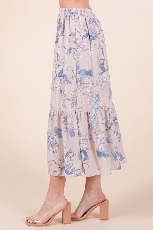 Floral Print Skirt Set with Tie Back Blouse - SELFTRITSS