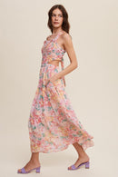 Floral Bubble Textured Two-Piece Style Maxi Dress - SELFTRITSS   