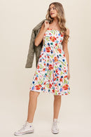 Flower Print Square Neck Dress - SELFTRITSS   