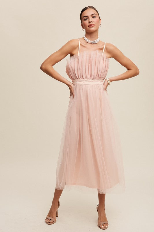 Paper Bag Frill Tulle Maxi Dress - SELFTRITSS   