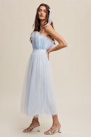 Paper Bag Frill Tulle Maxi Dress - SELFTRITSS   