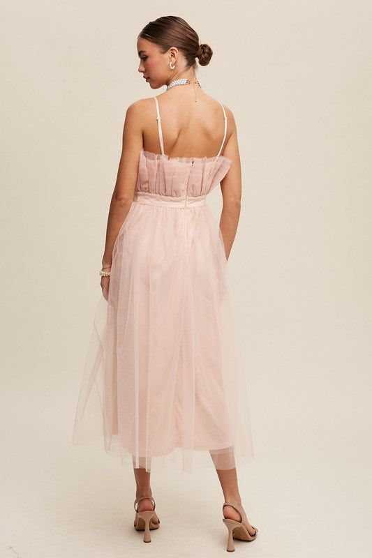 Paper Bag Frill Tulle Maxi Dress - SELFTRITSS   