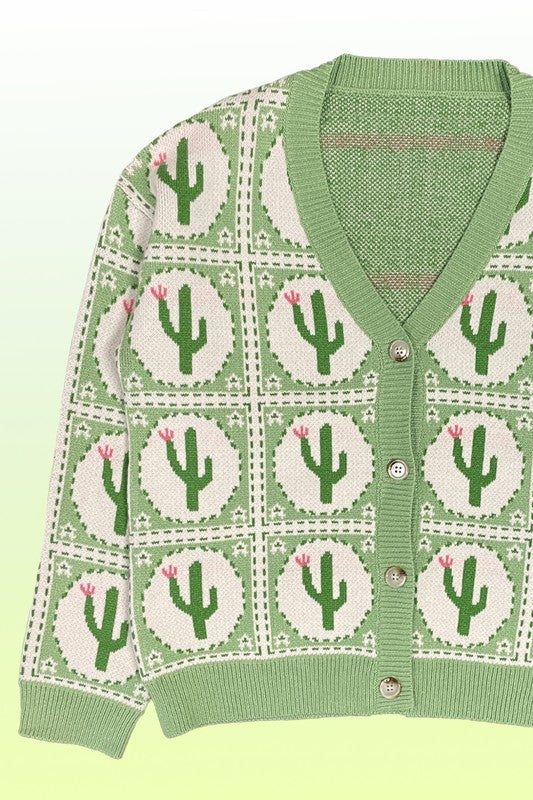 Cactus tiled knit cardigan - SELFTRITSS   