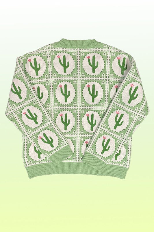 Cactus tiled knit cardigan - SELFTRITSS   