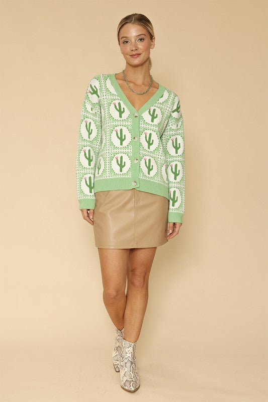 Cactus tiled knit cardigan - SELFTRITSS   