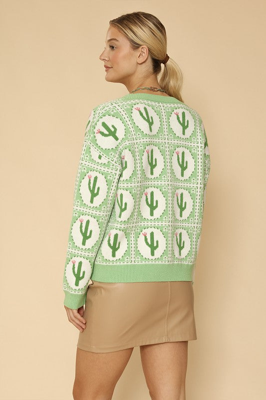 Cactus tiled knit cardigan - SELFTRITSS   