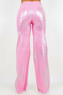 Metallic Wide Leg Jean in Pink - SELFTRITSS   