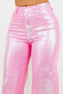 Metallic Wide Leg Jean in Pink - SELFTRITSS   