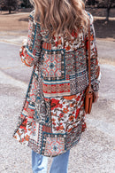 Multicolour Boho Mix Print Long Kimono - SELFTRITSS