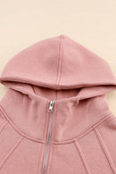 Pink Quarter Zip Kangaroo Pocket Hoodie - SELFTRITSS