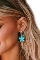 Green Star Dangle Antique Studded Western Earrings - SELFTRITSS