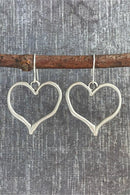 Silvery Heart Shape Hook Drop Earrings - SELFTRITSS   