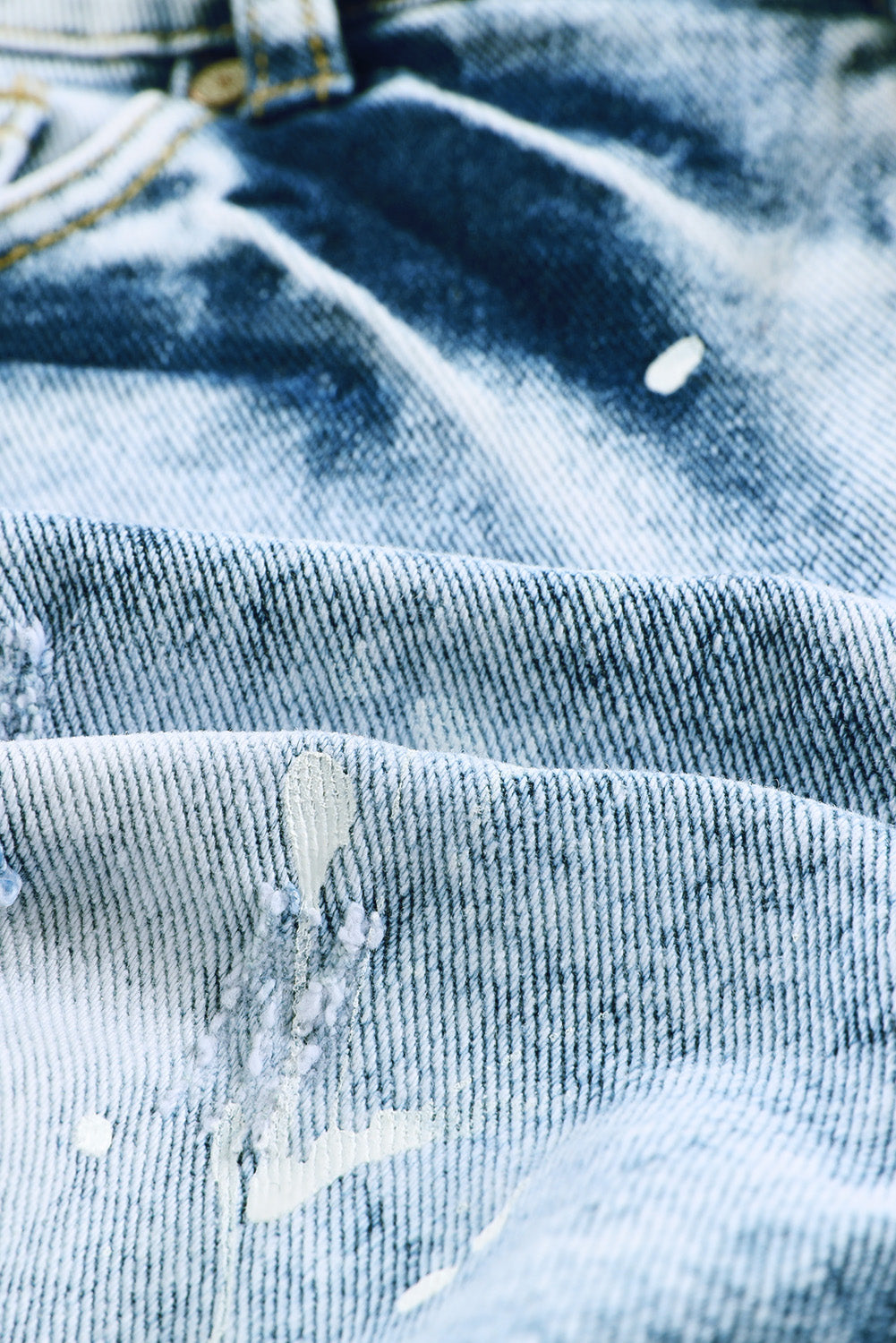 Sky Blue Distressed Bleached Denim Shorts - SELFTRITSS