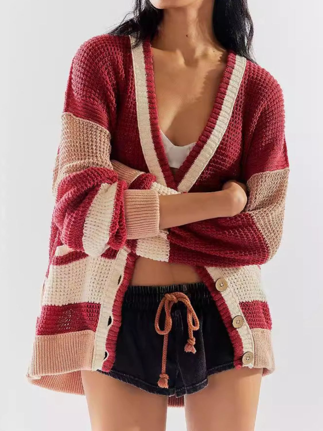 White Chunky Knit Long Sleeve Cardigan