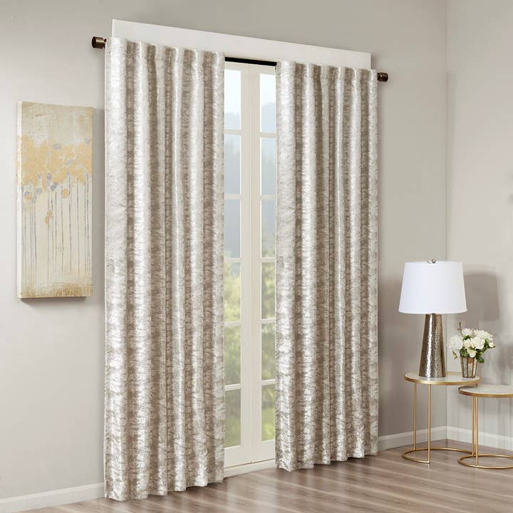 Marble Total Blackout Window Curtain, Silver (Max Blackout)