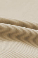 Khaki Plus Size Crochet Pattern Back Corduroy Jacket - SELFTRITSS