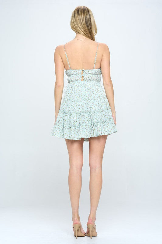 Floral Ruffle Cami Mini Dress - SELFTRITSS