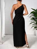 Slit One Shoulder Sleeveless Maxi Dress - SELFTRITSS   