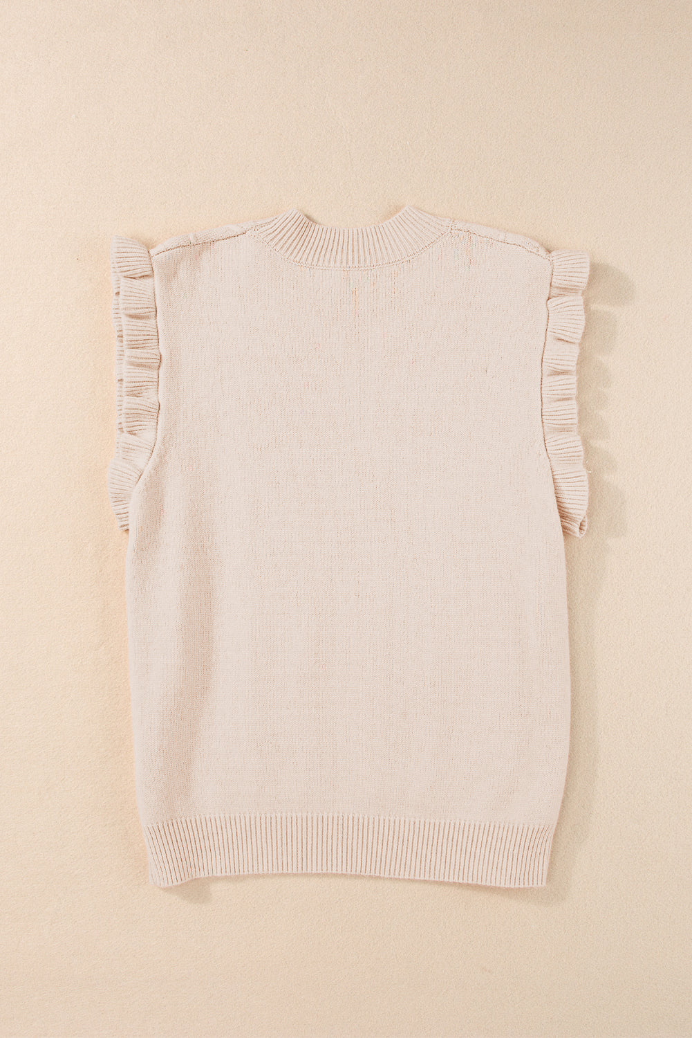 Parchment Cable Knit Mock Neck Cap Sleeve Sweater - SELFTRITSS   