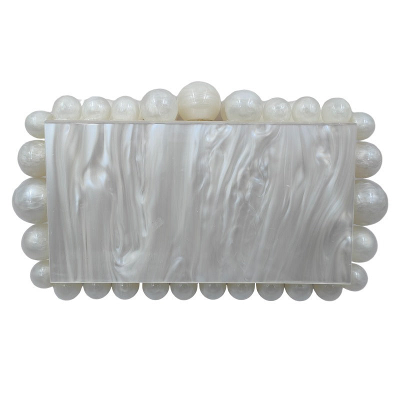 Gold Foil Beads Clear Acrylic Clutch Bag - SELFTRITSS