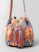 Drawstring Tassel Geometric Shoulder Bag - SELFTRITSS