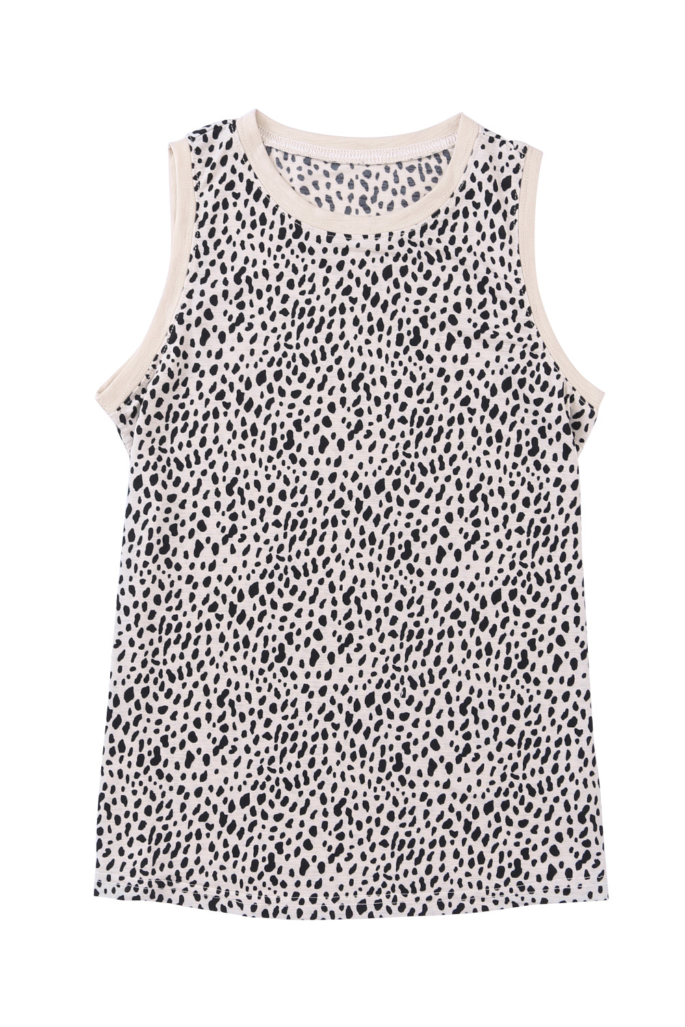 Leopard Print Round Neck Tank Top - SELFTRITSS   