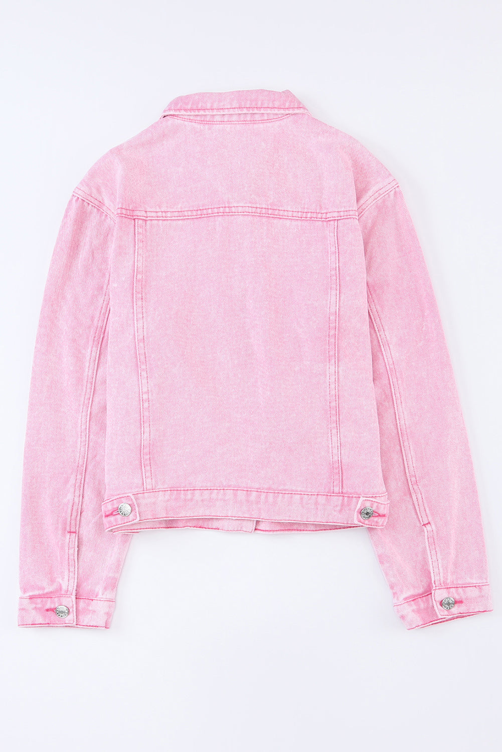 Pink Acid Wash Button Flap Pocket Denim Jacket - SELFTRITSS   