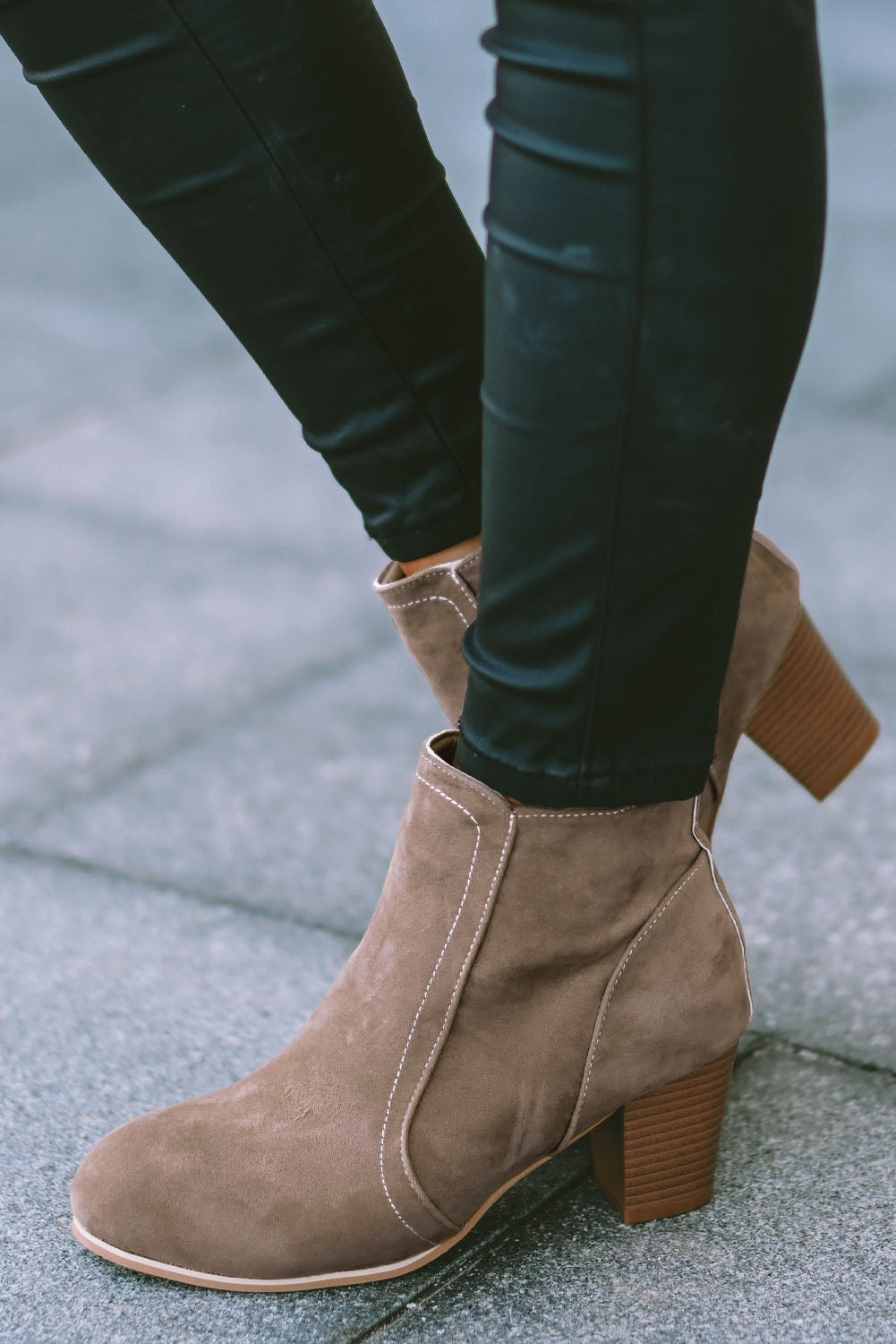 Faux Suede Size Zip Heeled Booties - SELFTRITSS