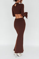 Long Sleeves with flared Cuffs Knit Maxi Dress - SELFTRITSS   