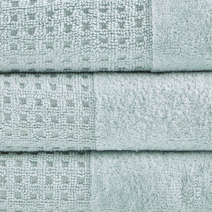 Spa Waffle 6-Piece Bath Towel Set [Certified], Aqua Blue - SELFTRITSS